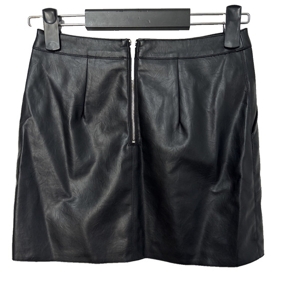 Altar'd State Women's Sm Black Faux Leather Mini Skirt Sexy Baddie Pinup Rocker - Picture 3 of 10